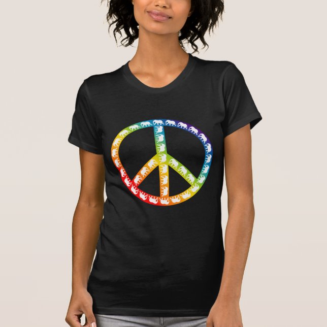 Elephants and Peace Symbol T-Shirt (Front)