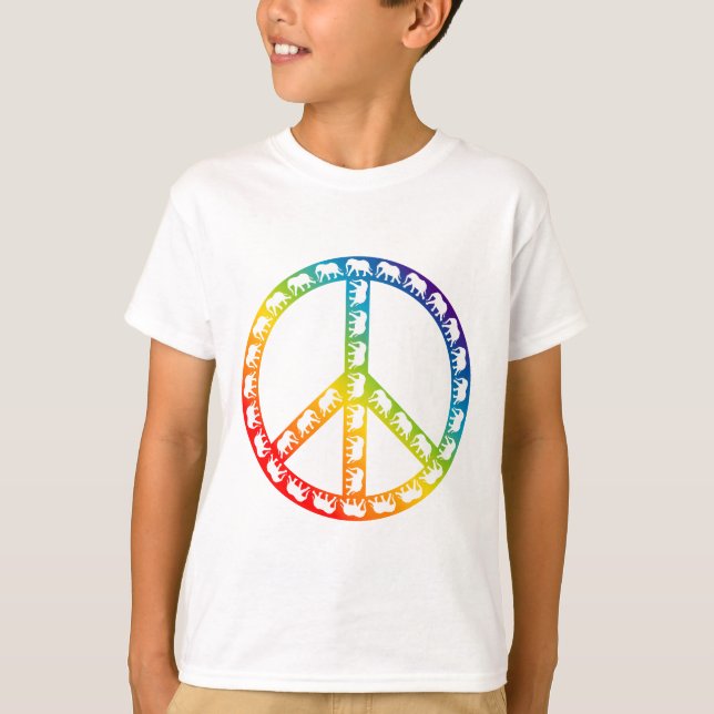 Elephants and Peace Symbol T-Shirt (Front)