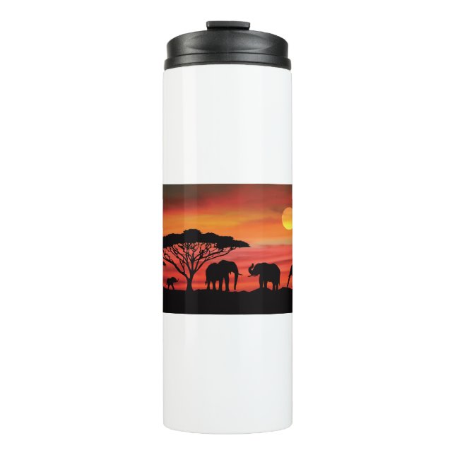 Elephants-and-Sunset- Thermal Tumbler (Front)