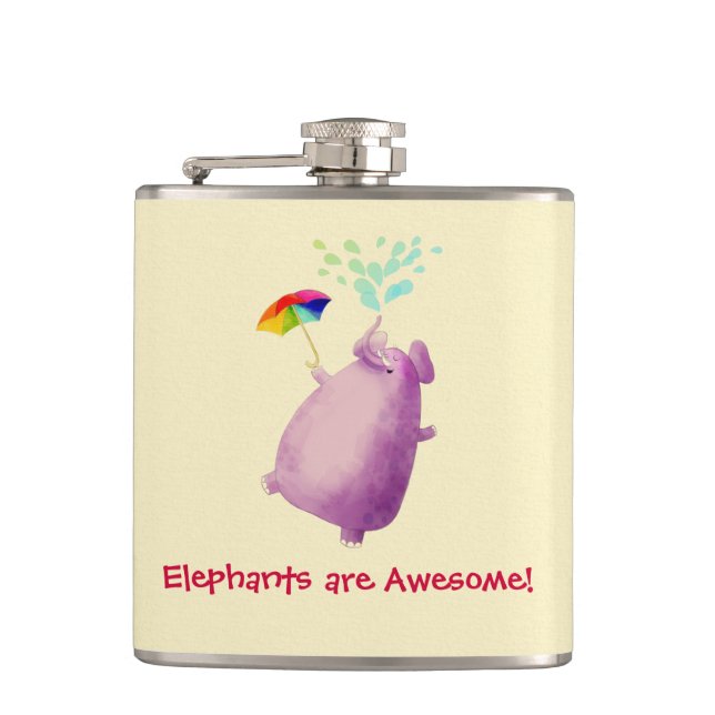 Elephants are Awesome Hip Flask (Front)
