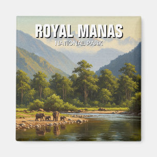 Elephants at Royal Manas National Park Magnet
