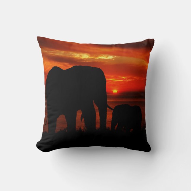 Elephants at Sunset Cushion (Front)