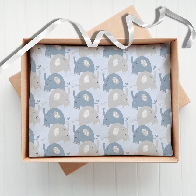Elephants Baby Shower Dusty Blue Crafts Tissue Paper (Creator Uploaded)
