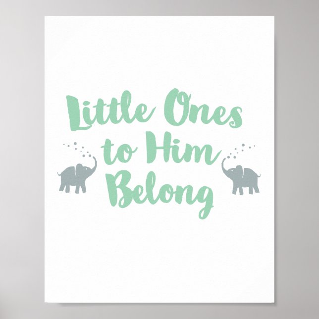 Elephants Christian Nursery Poster | Mint (Front)