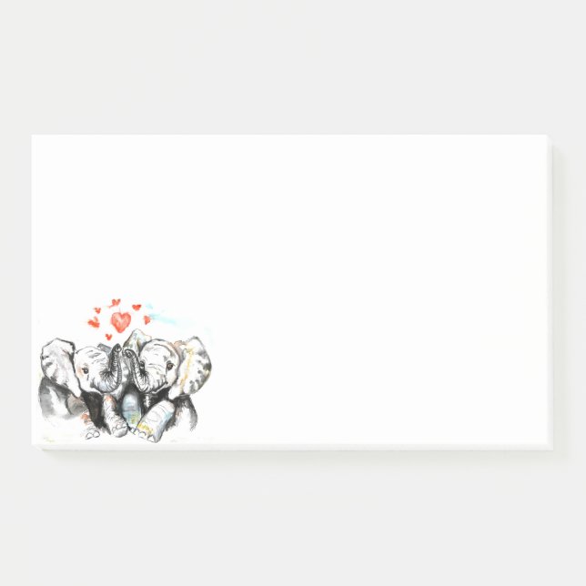Elephants Couple Love Post-it Notes (Front)
