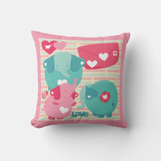 Elephants Customised Valentine Pillow (Front)