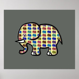 elephants cute graphic poster