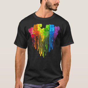 Elephants Dripping Heart Lgbt T-Shirt