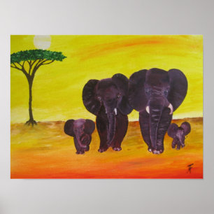 ELEPHANTS FAMILY Print