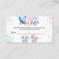 Elephants gender reveal party diaper raffle ticket