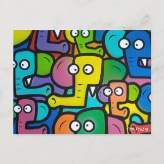 ELEPHANTS GRAFFITI Postcard