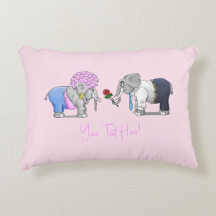 Elephants Happy Valentines Day Decorative Cushion