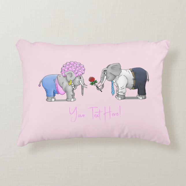 Elephants Happy Valentines Day Decorative Cushion (Front)