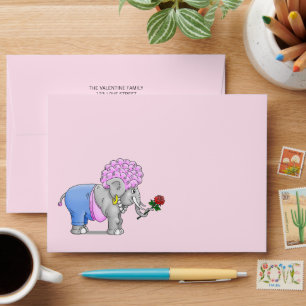 Elephants Happy Valentines Day Envelope