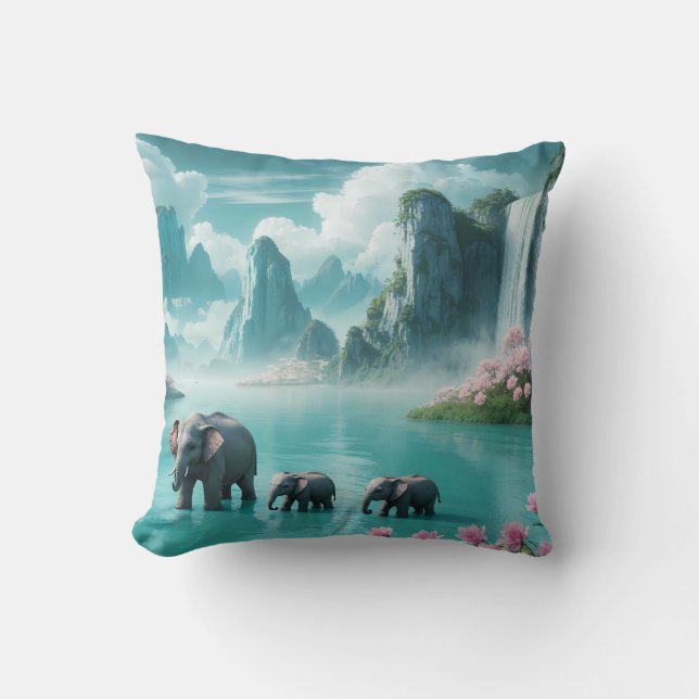 Elephants in a Dream World Cushion (Front)