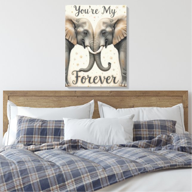 Elephants in Love Forever Art Canvas Print (Insitu(Bedroom))