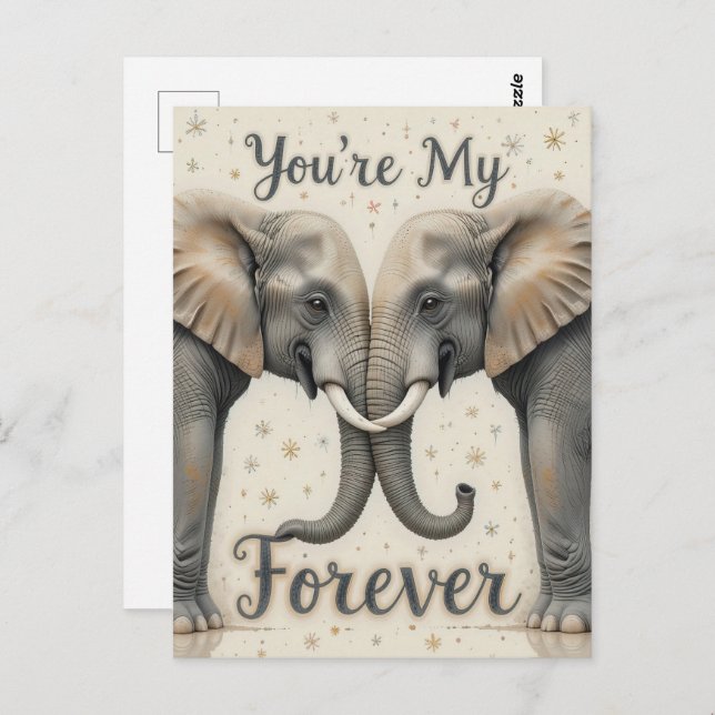 Elephants in Love Forever Art Postcard (Front/Back)