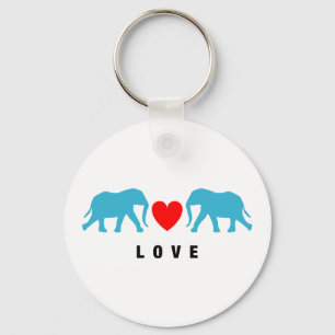 Elephants in Love Key Ring