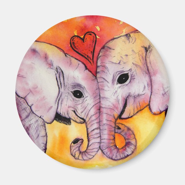 Elephants in Love Magnet (Front)