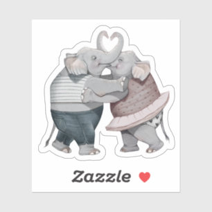 Elephants in Love Sticker