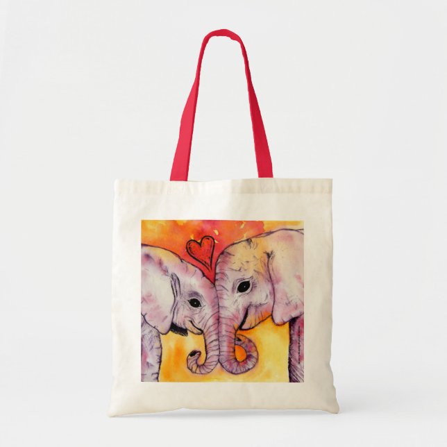 Elephants in Love Tote Bag (Front)