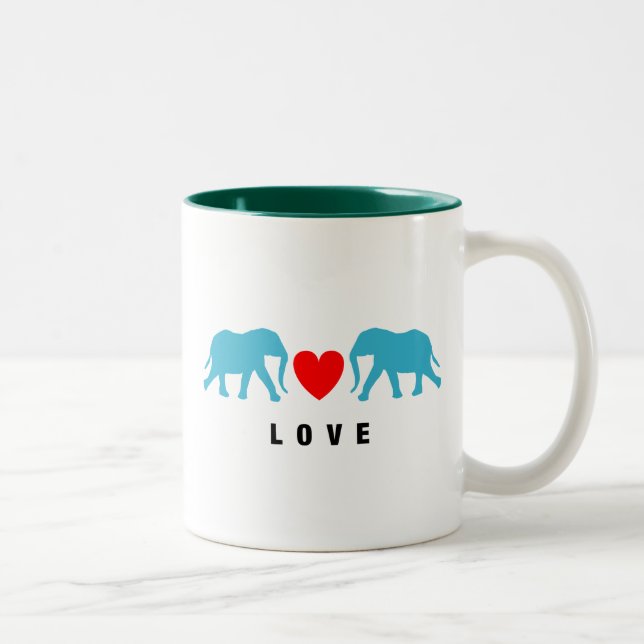 Elephants in Love Two-Tone Coffee Mug (Right)