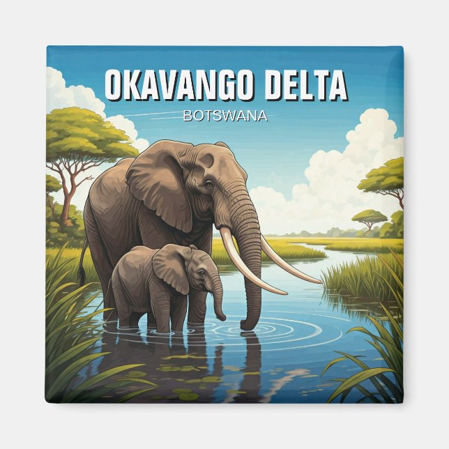 Elephants in Okavango Delta Botswana Magnet (Front)