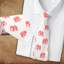 Elephants in red dressed up (on white)