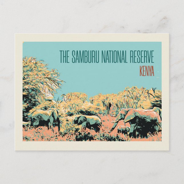 Elephants in the Samburu National Reserve, Kenya Postcard (Front)