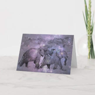 Elephants in Winter Customisable Holiday Card