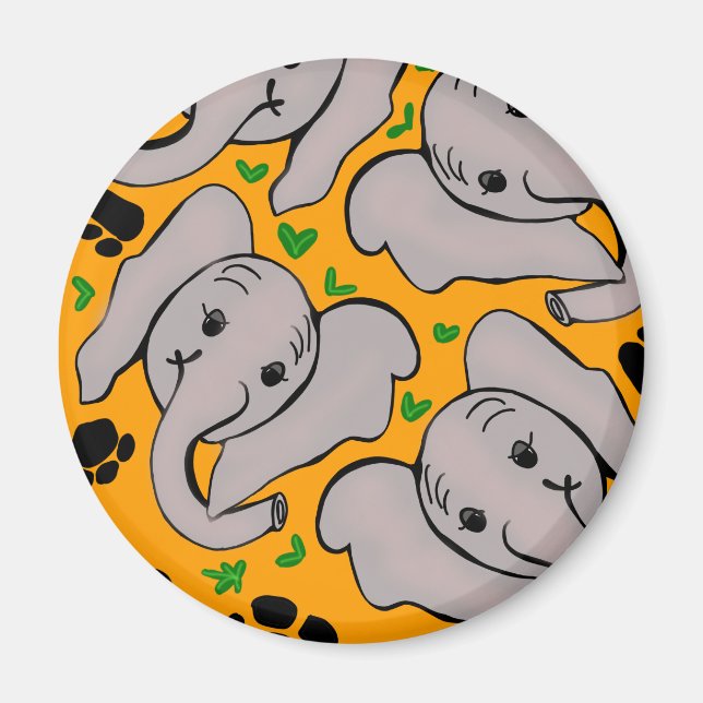 elephants Large, 3 Inch Circle Magnet (Front)