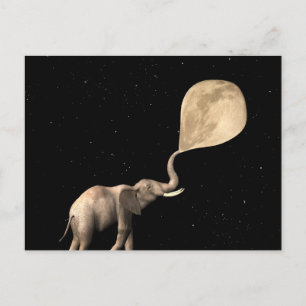 Elephants Make Full Moon Postcard