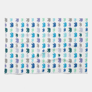 elephants marching tea towel