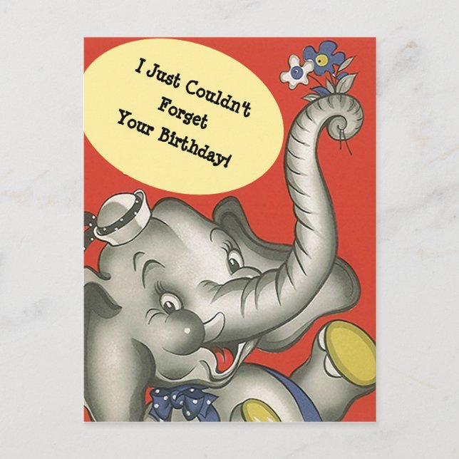 Elephants memory couldnt forget your birthday PC Holiday Postcard (Front)