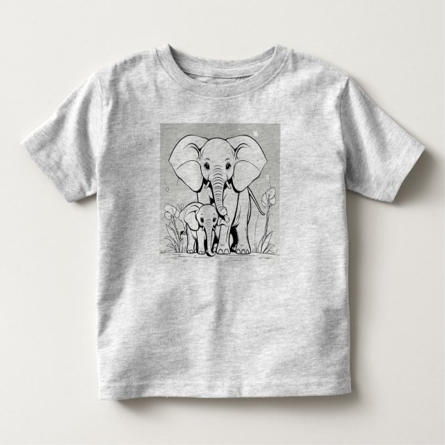 Elephants mother and baby Design T-Shir Toddler T-Shirt (Front)