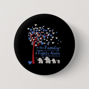 Elephants Nobody Fights Alone T1D Diabetes Awarene 6 Cm Round Badge