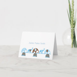 Elephants on Books Baby Thank You Note with photo Card