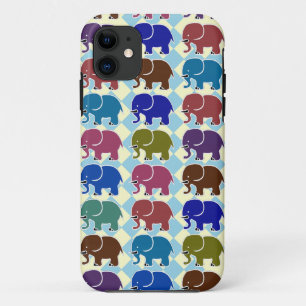 elephants on checked pattern Case-Mate iPhone case