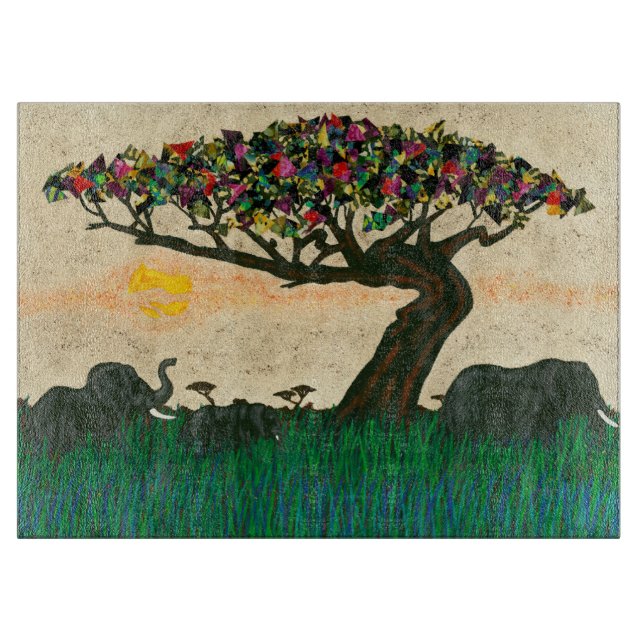Elephants on the Planes of Africa Cutting Board (Front)