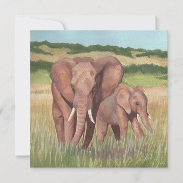 Elephants on the Walk Holiday Card (Front)