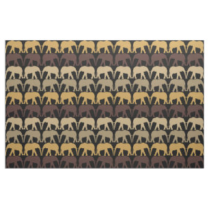 Elephants Pattern On Black Fabric