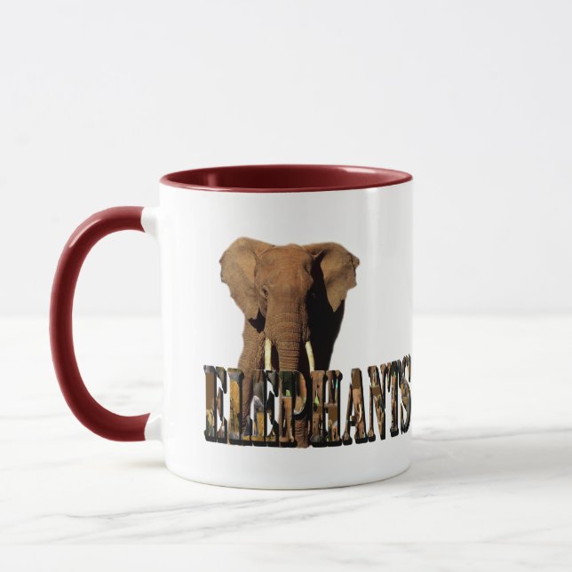 Elephants Picture Logo Made From Elephants, Mug (Left)