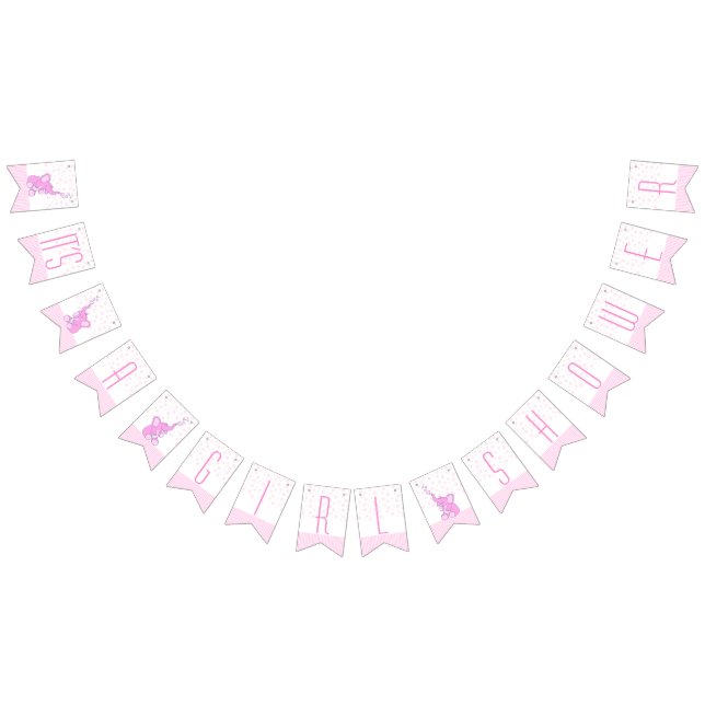 Elephants pink It's a girl baby shower Bunting (All)