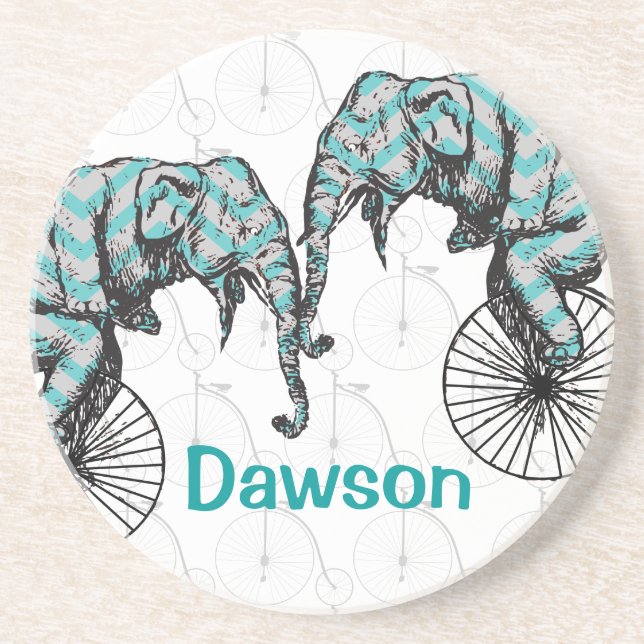 Elephants Plus Bikes Equal YIKES! Coaster (Front)
