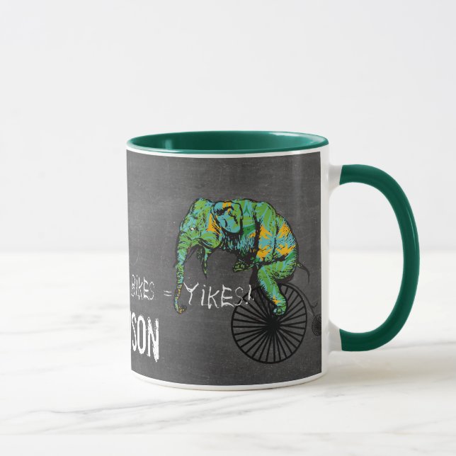 Elephants Plus Bikes Equal YIKES! Mug (Right)