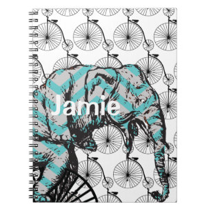 Elephants Plus Bikes Equal YIKES! Spiral Notebook