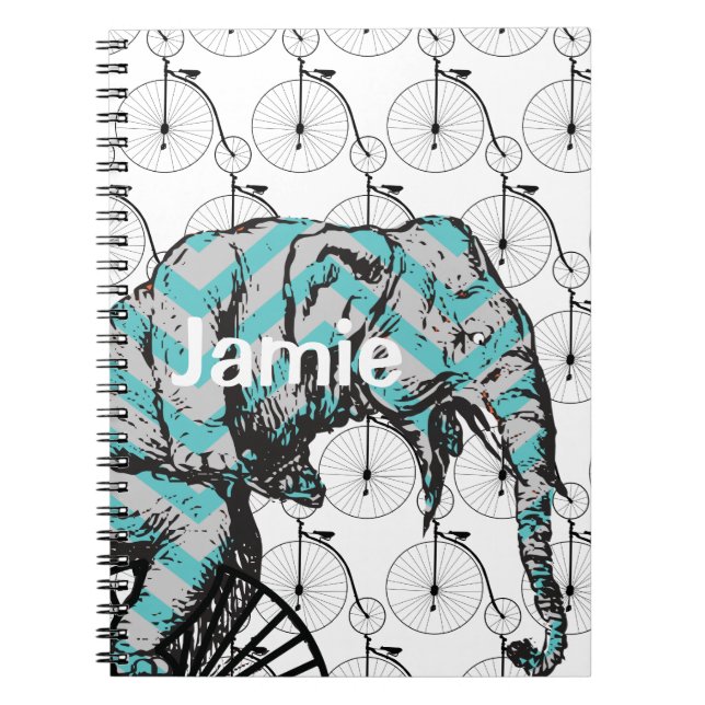 Elephants Plus Bikes Equal YIKES! Spiral Notebook (Front)