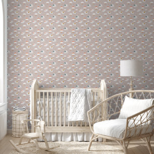 Elephants, Rainbow and Clouds Nursery Wallpaper