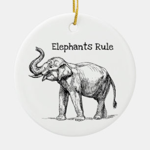 Elephants Rule Ceramic Tree Decoration