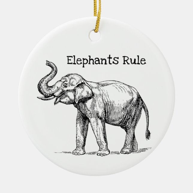 Elephants Rule Ceramic Tree Decoration (Front)